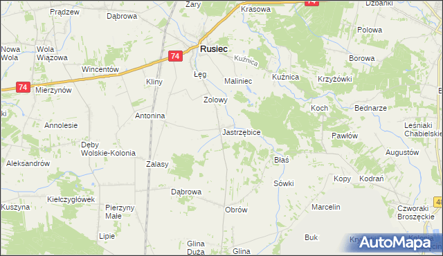 mapa Jastrzębice, Jastrzębice na mapie Targeo