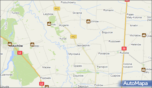 mapa Jastrzębniki gmina Blizanów, Jastrzębniki gmina Blizanów na mapie Targeo