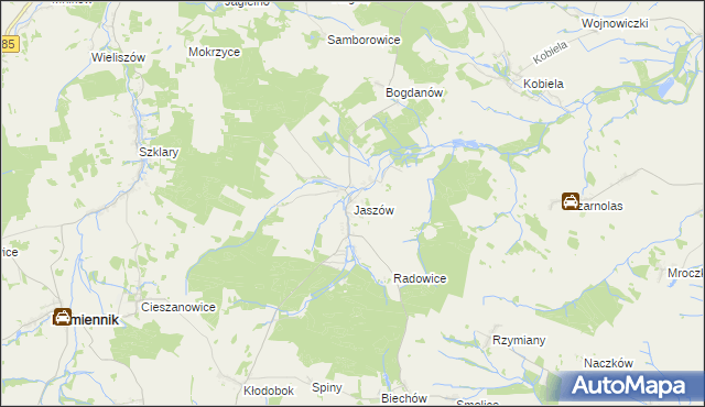 mapa Jaszów, Jaszów na mapie Targeo