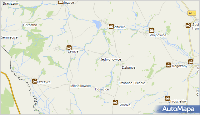 mapa Jędrychowice, Jędrychowice na mapie Targeo