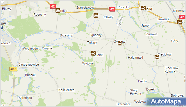 mapa Jelonki gmina Rudniki, Jelonki gmina Rudniki na mapie Targeo