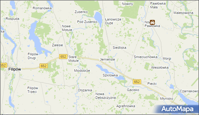 mapa Jemieliste gmina Filipów, Jemieliste gmina Filipów na mapie Targeo