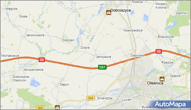 mapa Jenkowice gmina Oleśnica, Jenkowice gmina Oleśnica na mapie Targeo