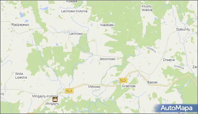 mapa Jesionowo gmina Pieniężno, Jesionowo gmina Pieniężno na mapie Targeo