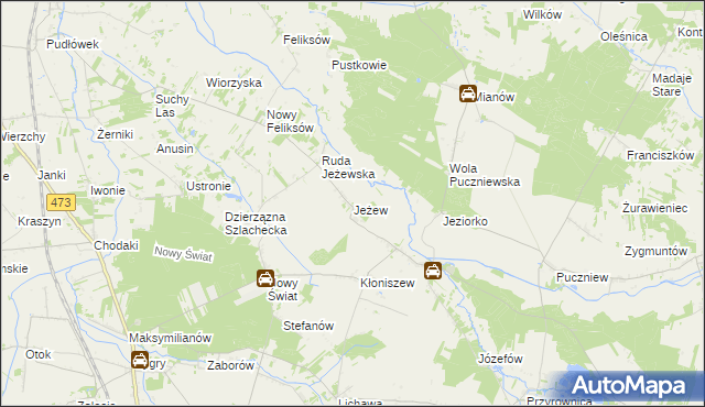 mapa Jeżew, Jeżew na mapie Targeo