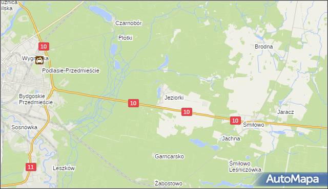 mapa Jeziorki gmina Kaczory, Jeziorki gmina Kaczory na mapie Targeo