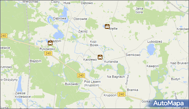 mapa Jeziorki gmina Lniano, Jeziorki gmina Lniano na mapie Targeo