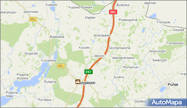 mapa Jeziorki gmina Szypliszki, Jeziorki gmina Szypliszki na mapie Targeo