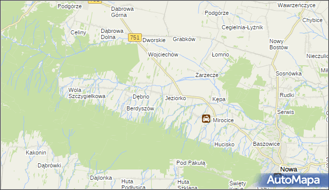 mapa Jeziorko gmina Nowa Słupia, Jeziorko gmina Nowa Słupia na mapie Targeo
