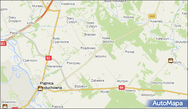 mapa Jeziorko gmina Piątnica, Jeziorko gmina Piątnica na mapie Targeo