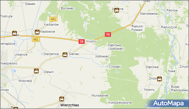 mapa Jodłowiec, Jodłowiec na mapie Targeo