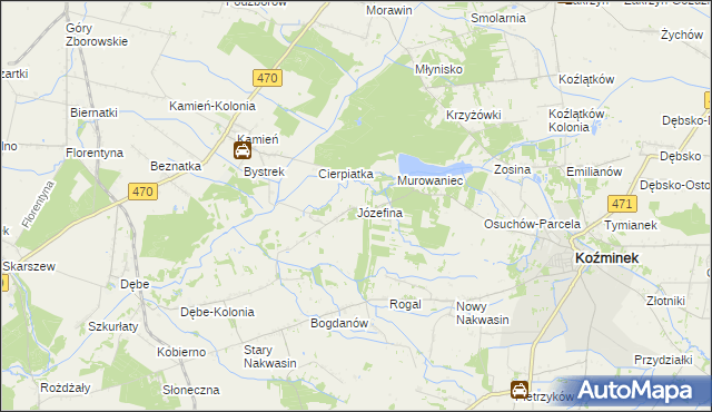 mapa Józefina gmina Koźminek, Józefina gmina Koźminek na mapie Targeo