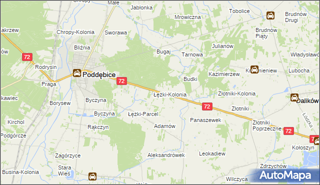 mapa Józefka gmina Poddębice, Józefka gmina Poddębice na mapie Targeo