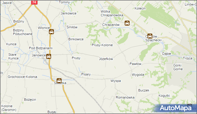 mapa Józefków gmina Zawichost, Józefków gmina Zawichost na mapie Targeo