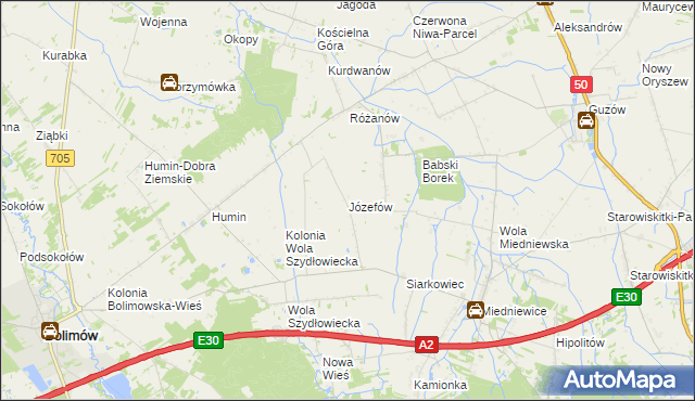 mapa Józefów gmina Bolimów, Józefów gmina Bolimów na mapie Targeo