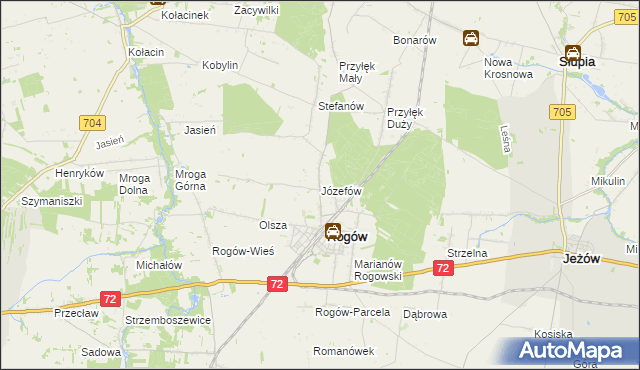 mapa Józefów gmina Rogów, Józefów gmina Rogów na mapie Targeo