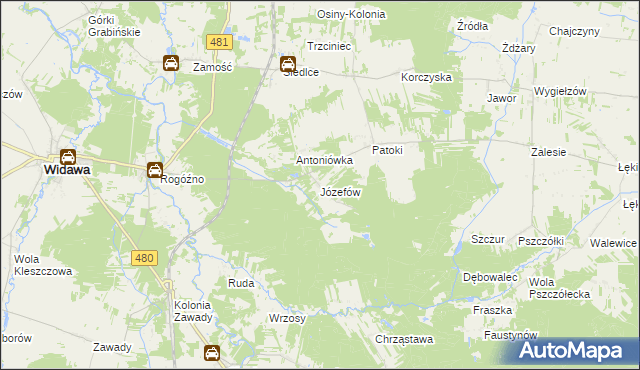 mapa Józefów Widawski, Józefów Widawski na mapie Targeo