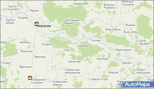 mapa Józefowo gmina Radzanów, Józefowo gmina Radzanów na mapie Targeo