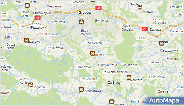 mapa Kąclowa, Kąclowa na mapie Targeo