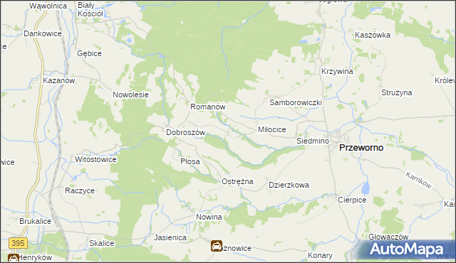 mapa Kaczowice gmina Przeworno, Kaczowice gmina Przeworno na mapie Targeo