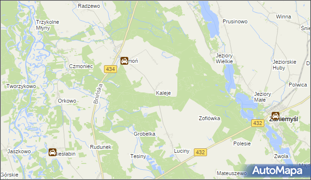 mapa Kaleje gmina Śrem, Kaleje gmina Śrem na mapie Targeo