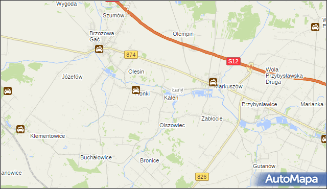mapa Kaleń gmina Markuszów, Kaleń gmina Markuszów na mapie Targeo