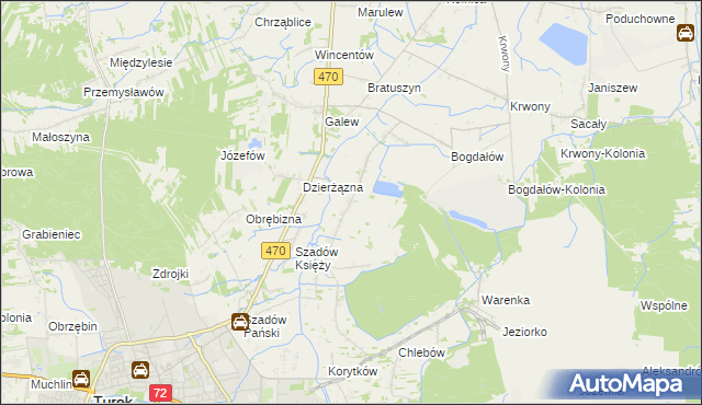 mapa Kalinowa gmina Turek, Kalinowa gmina Turek na mapie Targeo