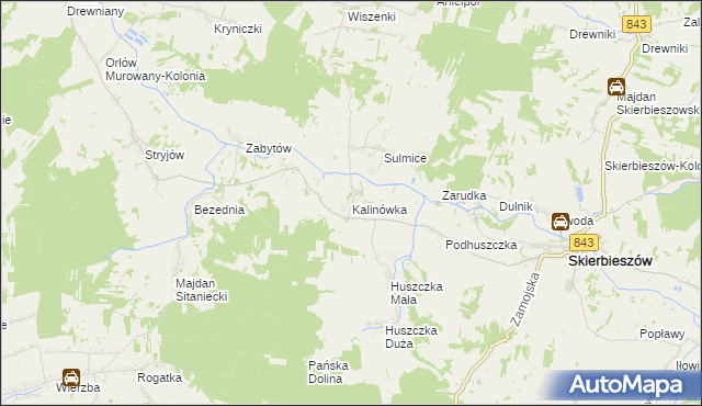 mapa Kalinówka gmina Skierbieszów, Kalinówka gmina Skierbieszów na mapie Targeo