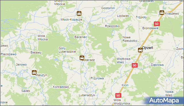 mapa Kałki gmina Ojrzeń, Kałki gmina Ojrzeń na mapie Targeo