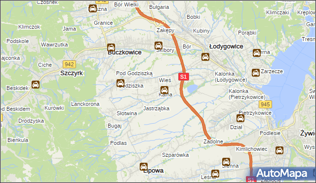 mapa Kalna, Kalna na mapie Targeo