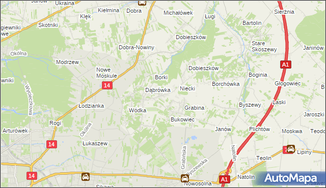 mapa Kalonka gmina Nowosolna, Kalonka gmina Nowosolna na mapie Targeo