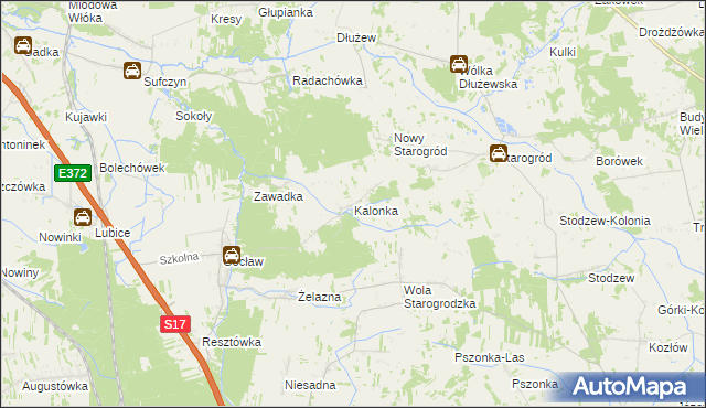 mapa Kalonka gmina Pilawa, Kalonka gmina Pilawa na mapie Targeo