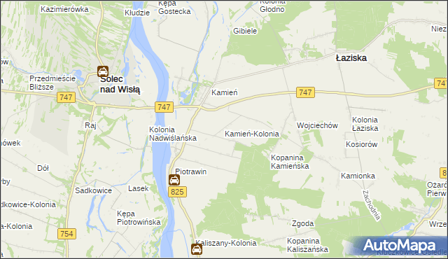 mapa Kamień-Kolonia gmina Łaziska, Kamień-Kolonia gmina Łaziska na mapie Targeo