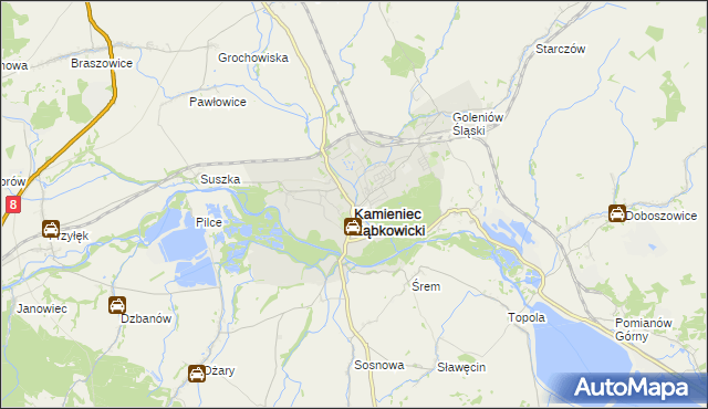 mapa Kamieniec Ząbkowicki, Kamieniec Ząbkowicki na mapie Targeo