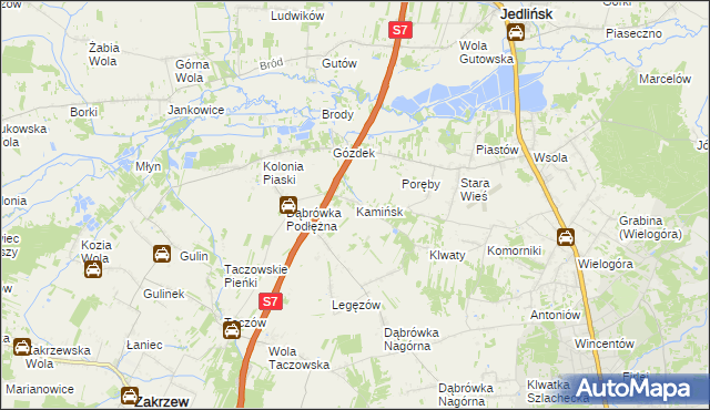 mapa Kamińsk gmina Jedlińsk, Kamińsk gmina Jedlińsk na mapie Targeo