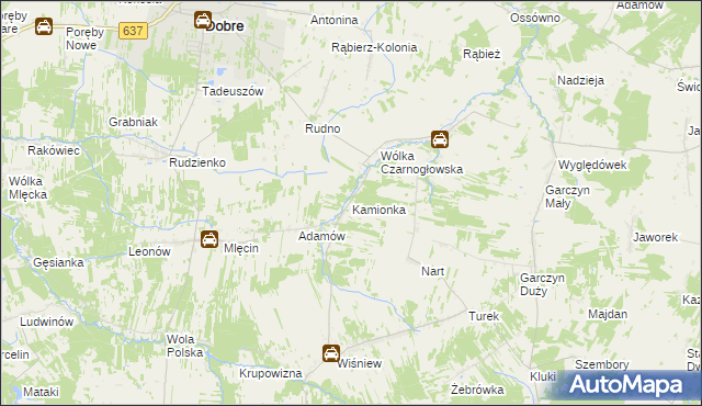 mapa Kamionka gmina Jakubów, Kamionka gmina Jakubów na mapie Targeo