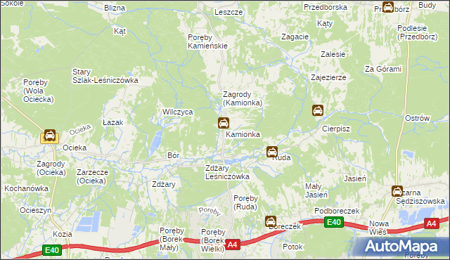 mapa Kamionka gmina Ostrów, Kamionka gmina Ostrów na mapie Targeo