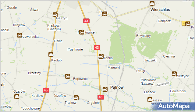 mapa Kamionka gmina Pątnów, Kamionka gmina Pątnów na mapie Targeo