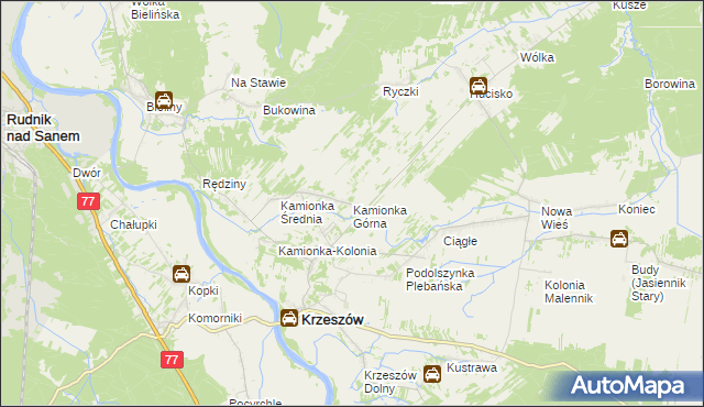 mapa Kamionka Górna, Kamionka Górna na mapie Targeo