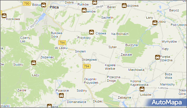 mapa Kąpiołki, Kąpiołki na mapie Targeo