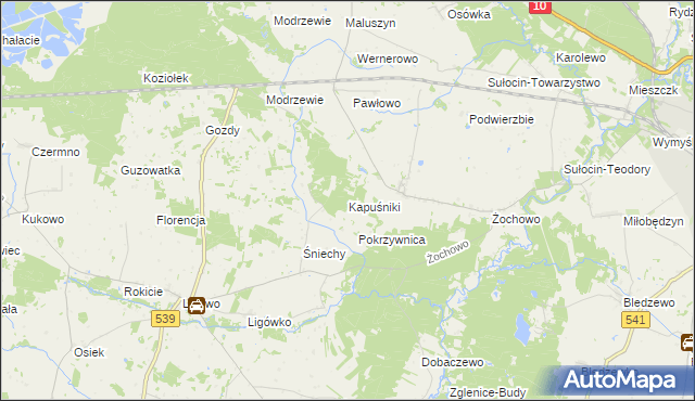 mapa Kapuśniki, Kapuśniki na mapie Targeo