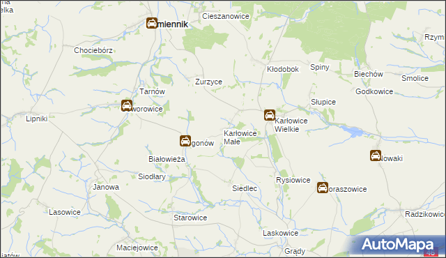 mapa Karłowice Małe, Karłowice Małe na mapie Targeo