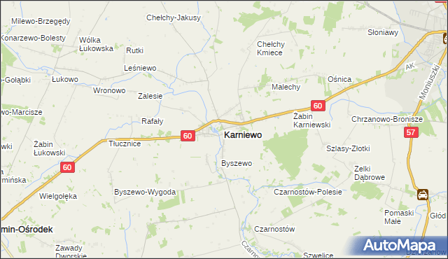 mapa Karniewo powiat makowski, Karniewo powiat makowski na mapie Targeo