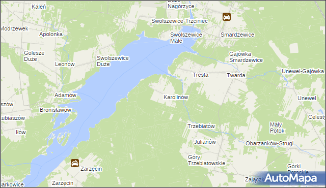 mapa Karolinów gmina Tomaszów Mazowiecki, Karolinów gmina Tomaszów Mazowiecki na mapie Targeo