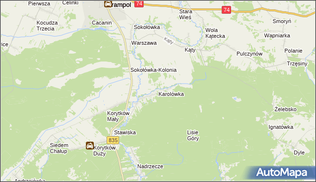 mapa Karolówka gmina Frampol, Karolówka gmina Frampol na mapie Targeo