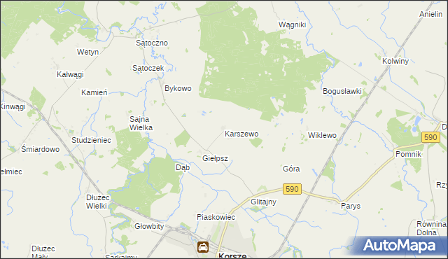 mapa Karszewo gmina Korsze, Karszewo gmina Korsze na mapie Targeo