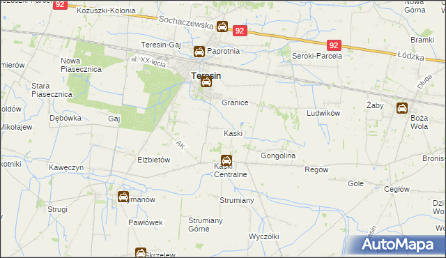 mapa Kaski gmina Baranów, Kaski gmina Baranów na mapie Targeo