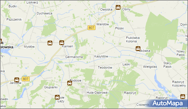 mapa Kasyldów, Kasyldów na mapie Targeo