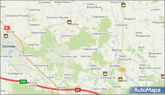 mapa Katarzynów gmina Ozorków, Katarzynów gmina Ozorków na mapie Targeo