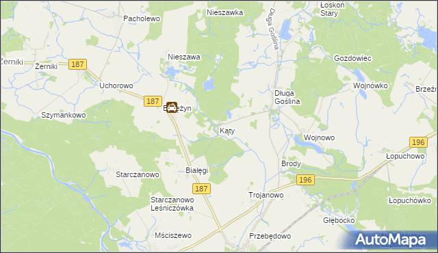 mapa Kąty gmina Murowana Goślina, Kąty gmina Murowana Goślina na mapie Targeo